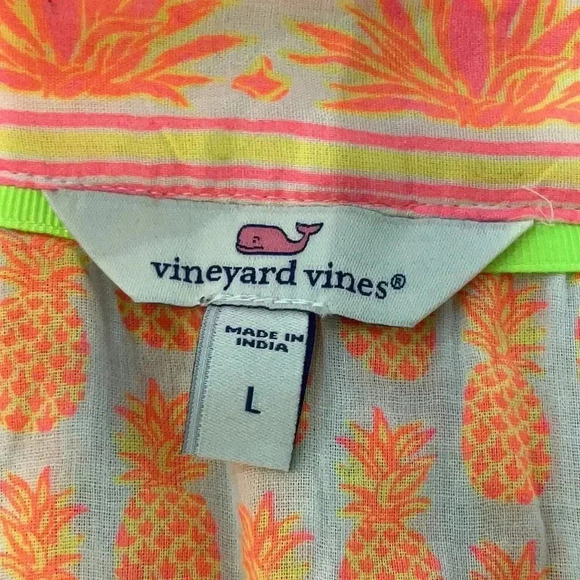 Vineyard Vines Women’s Pineapple Border Print Sleeveless Top Blouse Size Large L - Picture 7 of 9